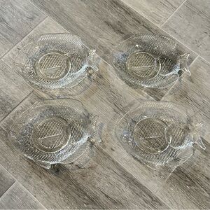 Vintage Arcoroc France Fish
Shaped Embossed Glass Snack
Plates 6.25x8" ~ 4 Piece